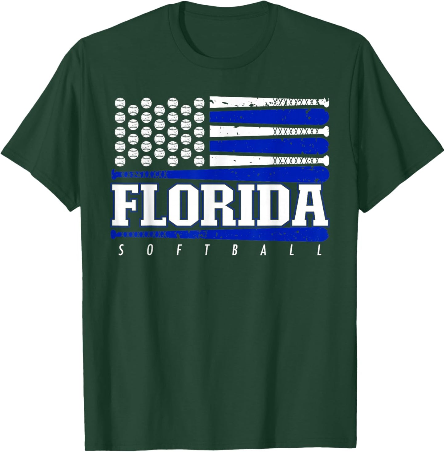 Florida Softball Vintage Kids Team Retro Softball Fan T-Shirt - T-Shirt | Forest