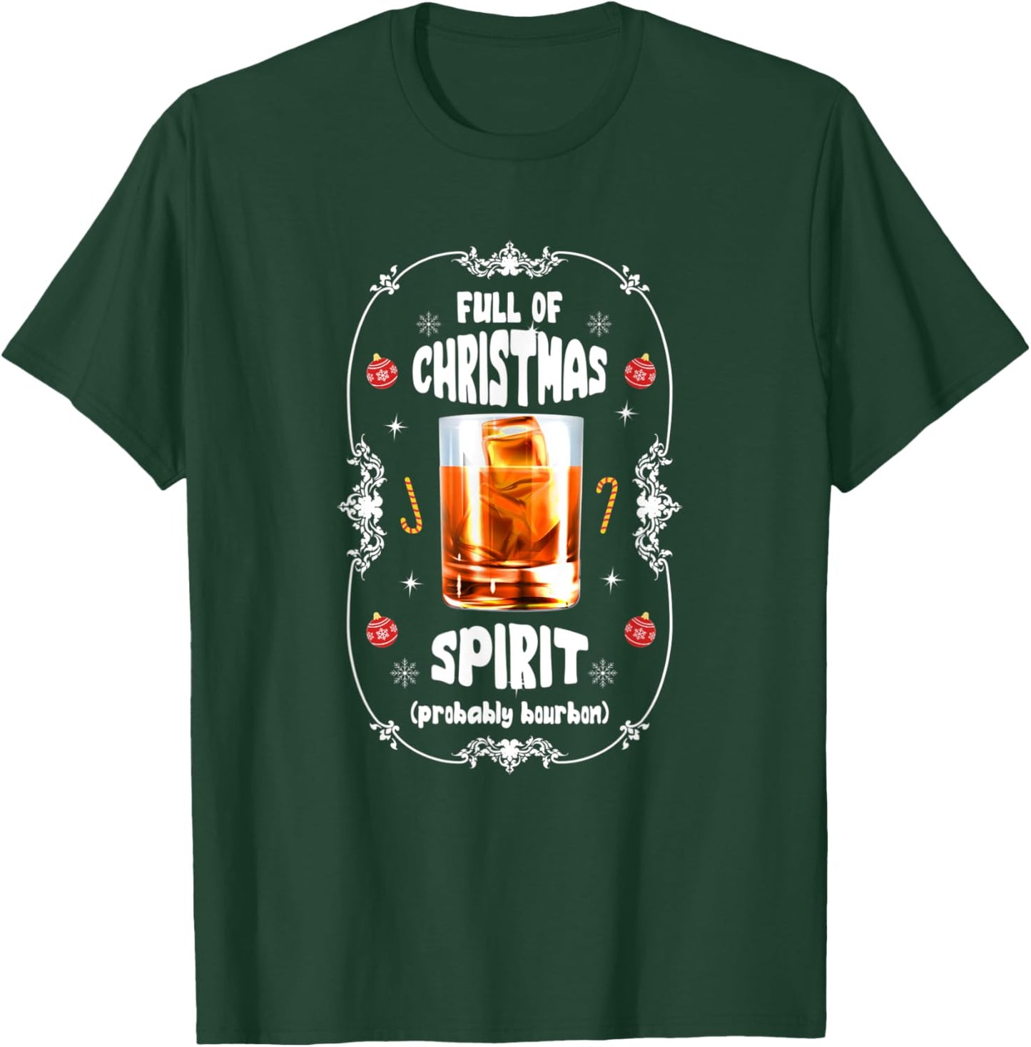 Christmas Fir Tree With Bourbon Ugly Xmas Bourbon T-Shirt - T-Shirt | Forest