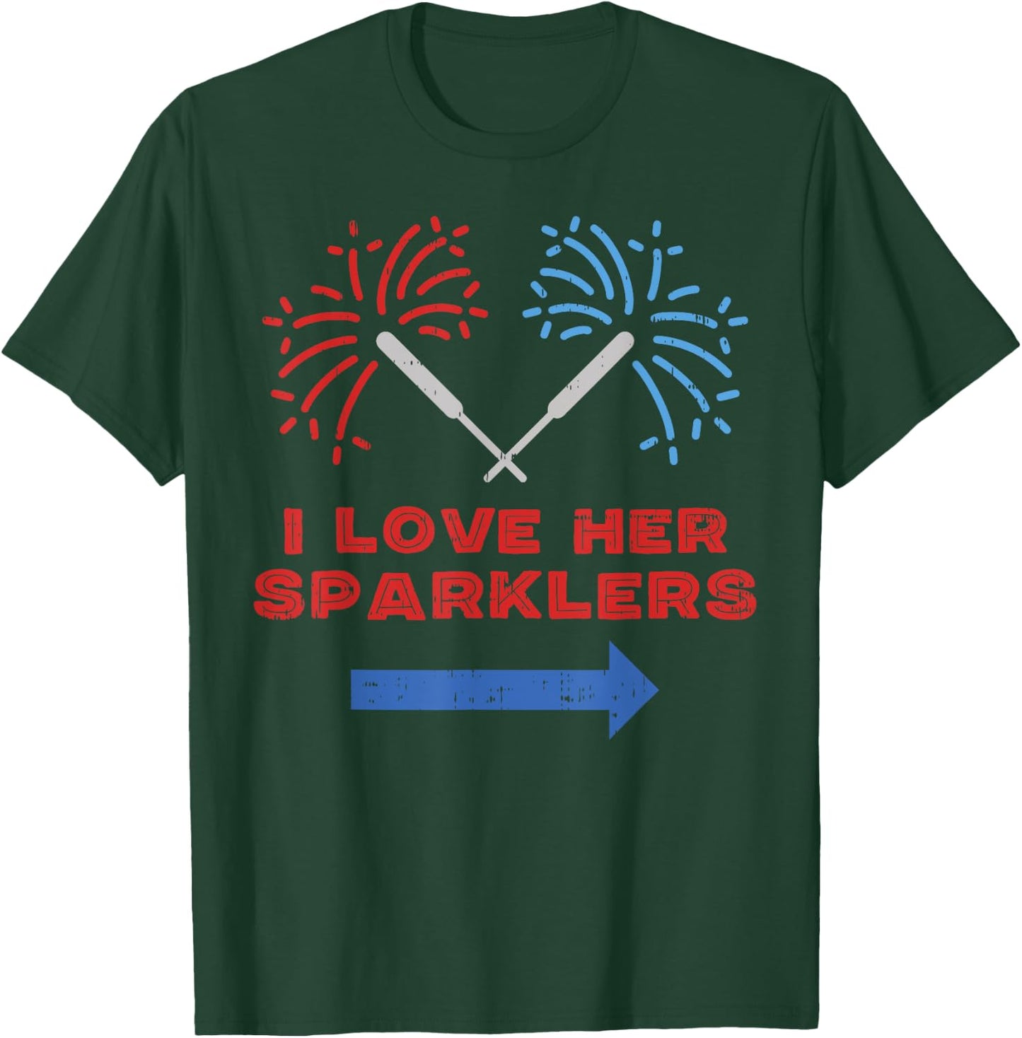 Love Her Sparklers Matching Couple 4th Of July Men Boyfriend T-Shirt - T-Shirt | Forest