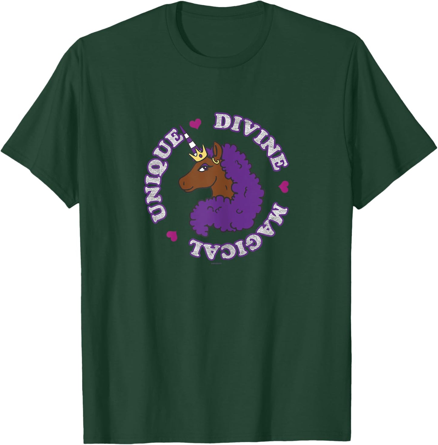 Afro Unicorn Unique Divine Magical Unique Purple Mane T-Shirt - T-Shirt | Forest