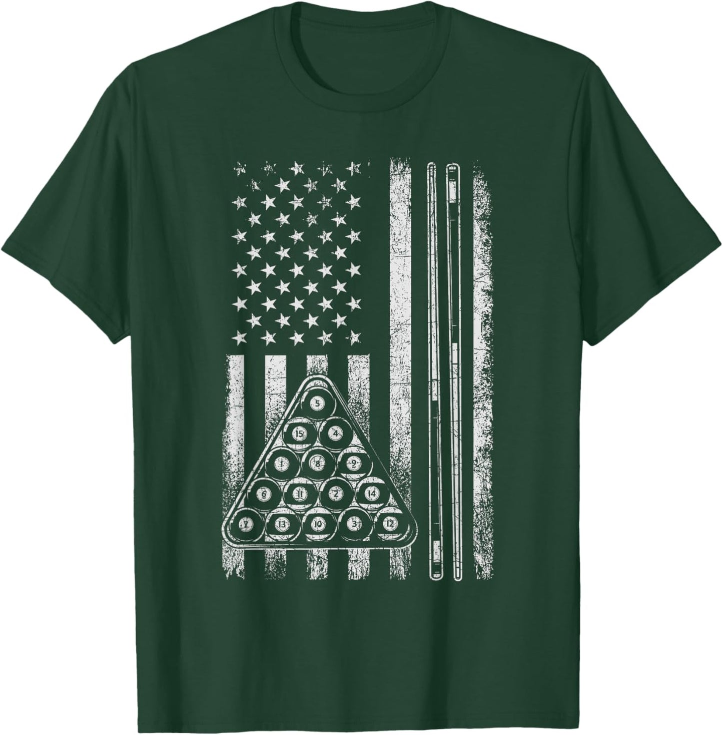 Billiard Game - USA American Flag Pool Player Sports Lover T-Shirt - T-Shirt | Forest