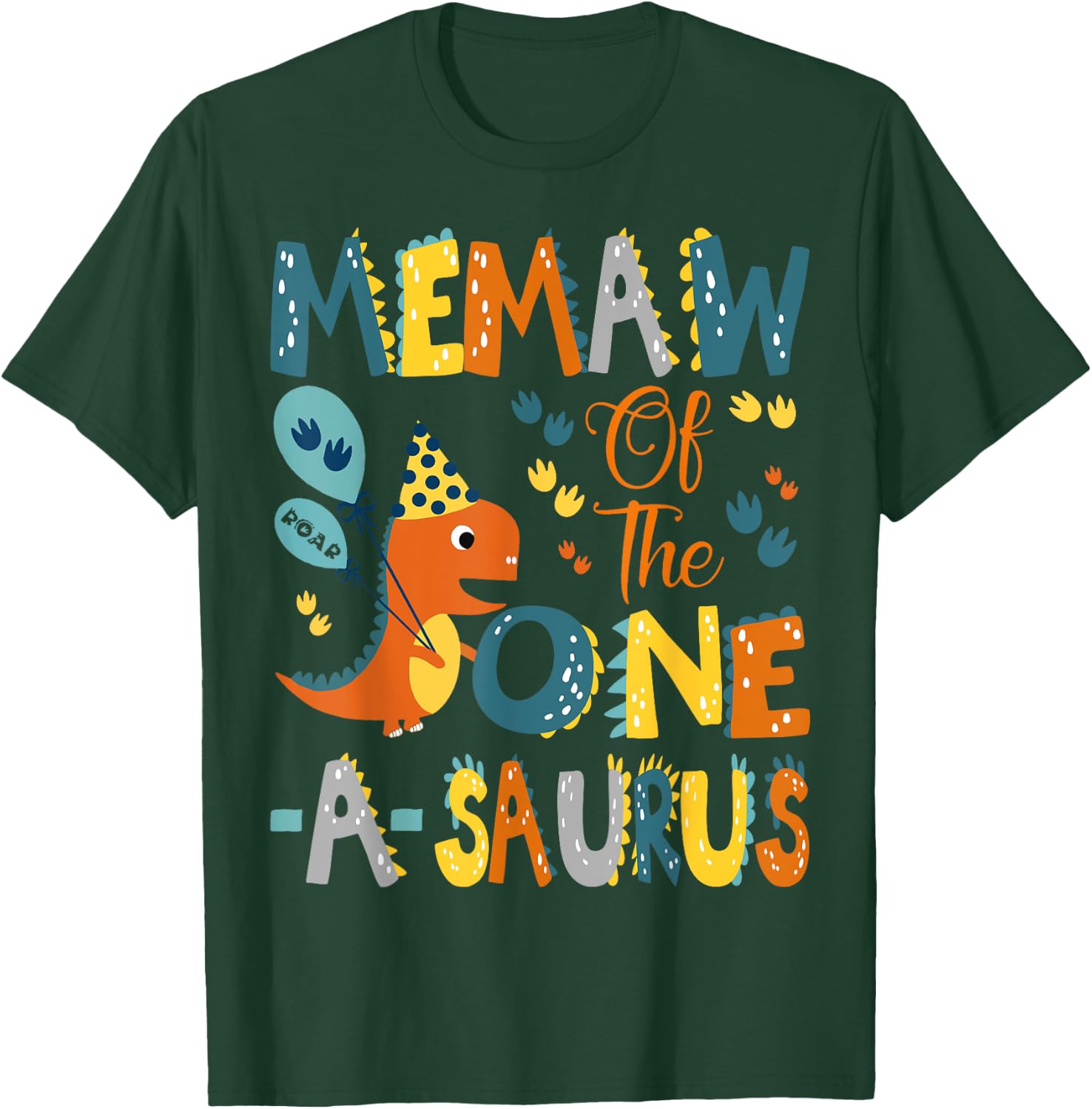 Memaw Of The One-A-Saurus 1St Birthday Dinosaur Party T-Shirt - T-Shirt | Forest
