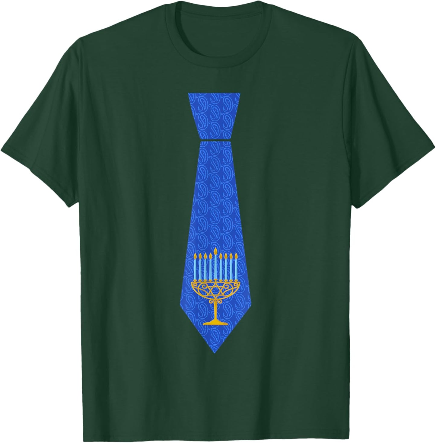 Funny Hanukkah Blue Necktie Menorah Jew Boys Costume T-Shirt - T-Shirt | Forest