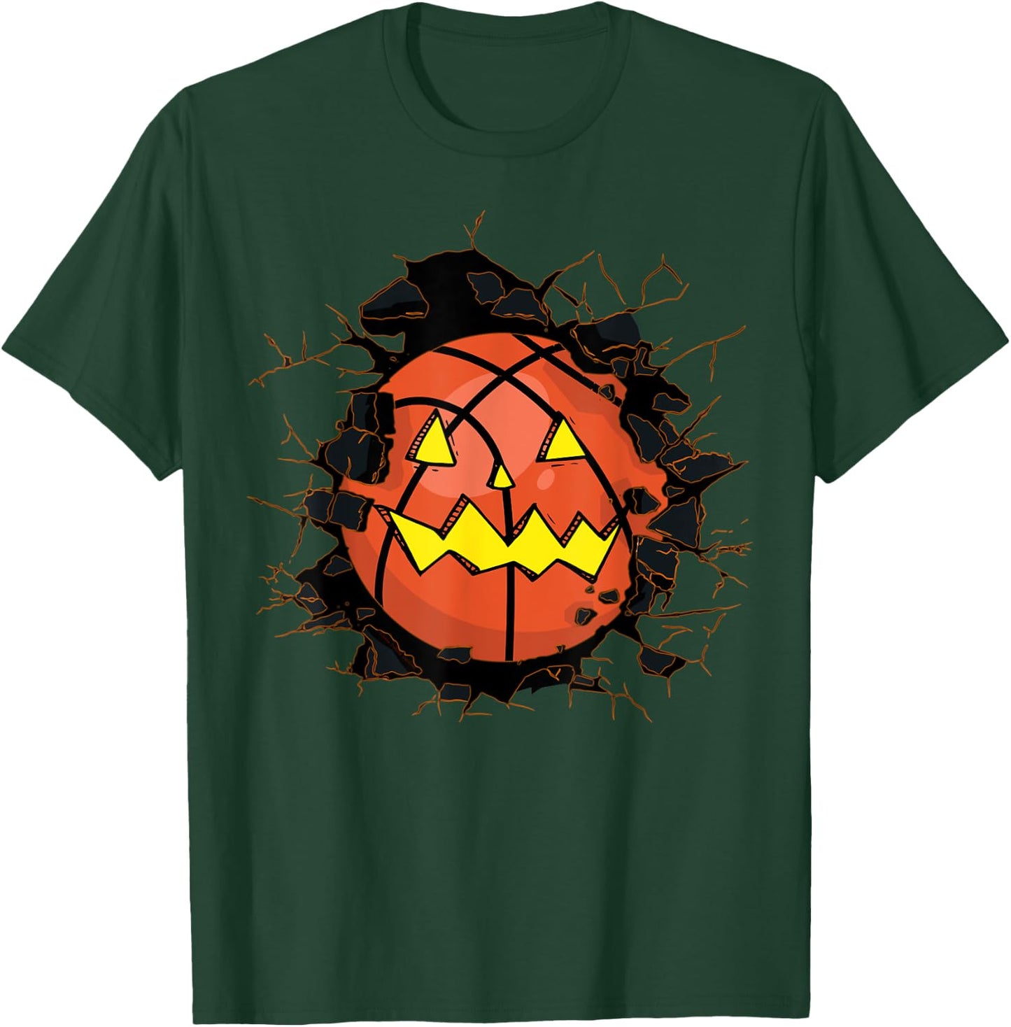 Halloween Basketball Jack o Lantern Basketball Halloween T-Shirt - T-Shirt | Forest