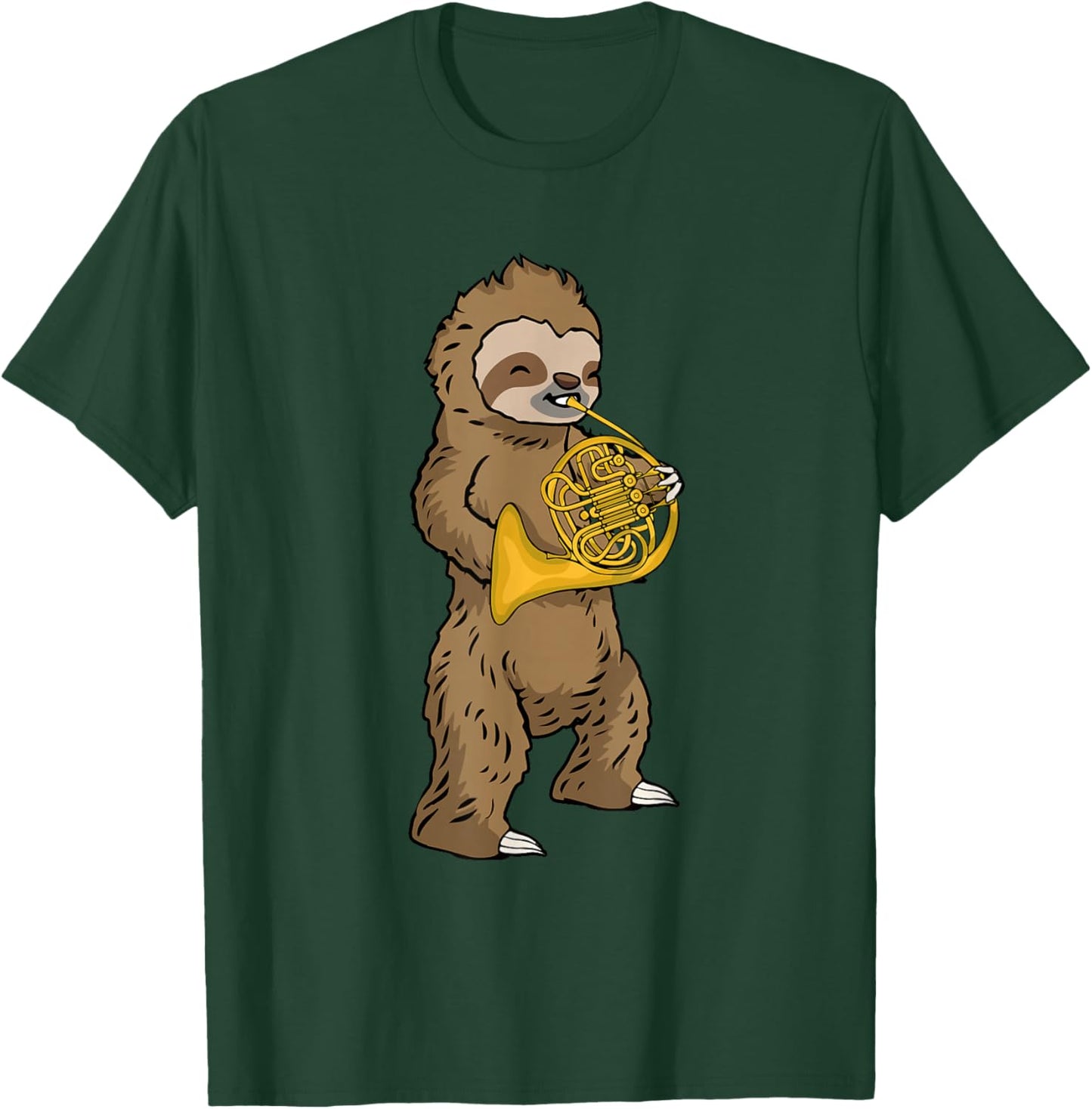 French Horn Player Kids Sloth Big Band Music French Horn T-Shirt - T-Shirt | Forest