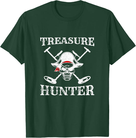 Hidden Treasure Hunter Pirate - Metal Detector Gold Coins T-Shirt - T-Shirt | Forest