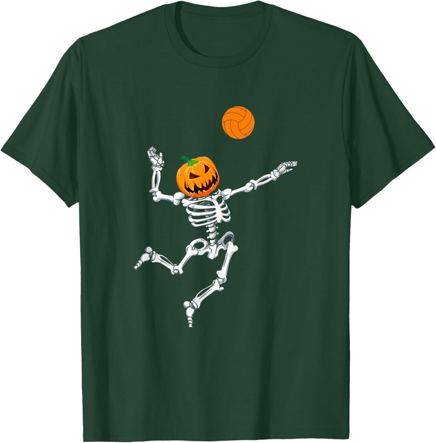 Skeleton Volleyball Halloween Pumpkin T-Shirt - T-Shirt | Forest