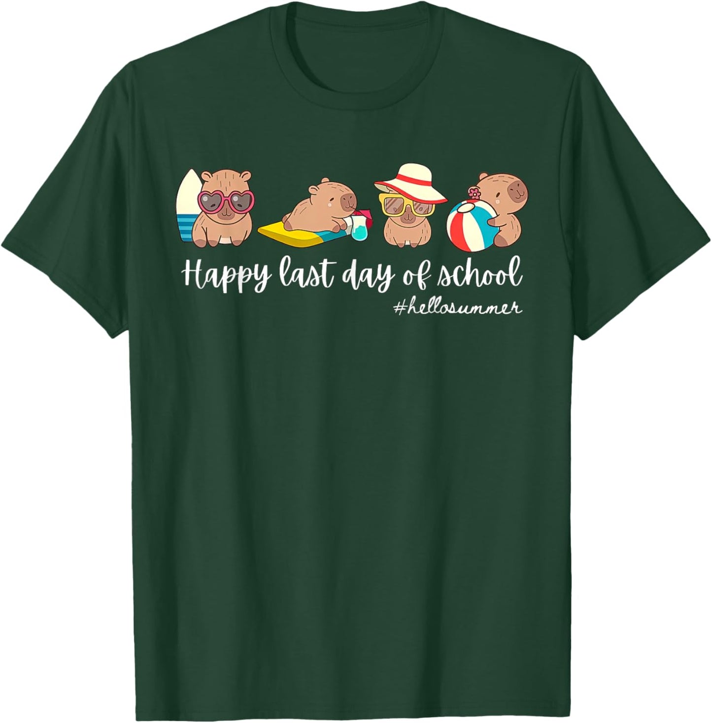 Schools Out For Summer Last Day Of School Teacher Capybara T-Shirt - T-Shirt | Forest
