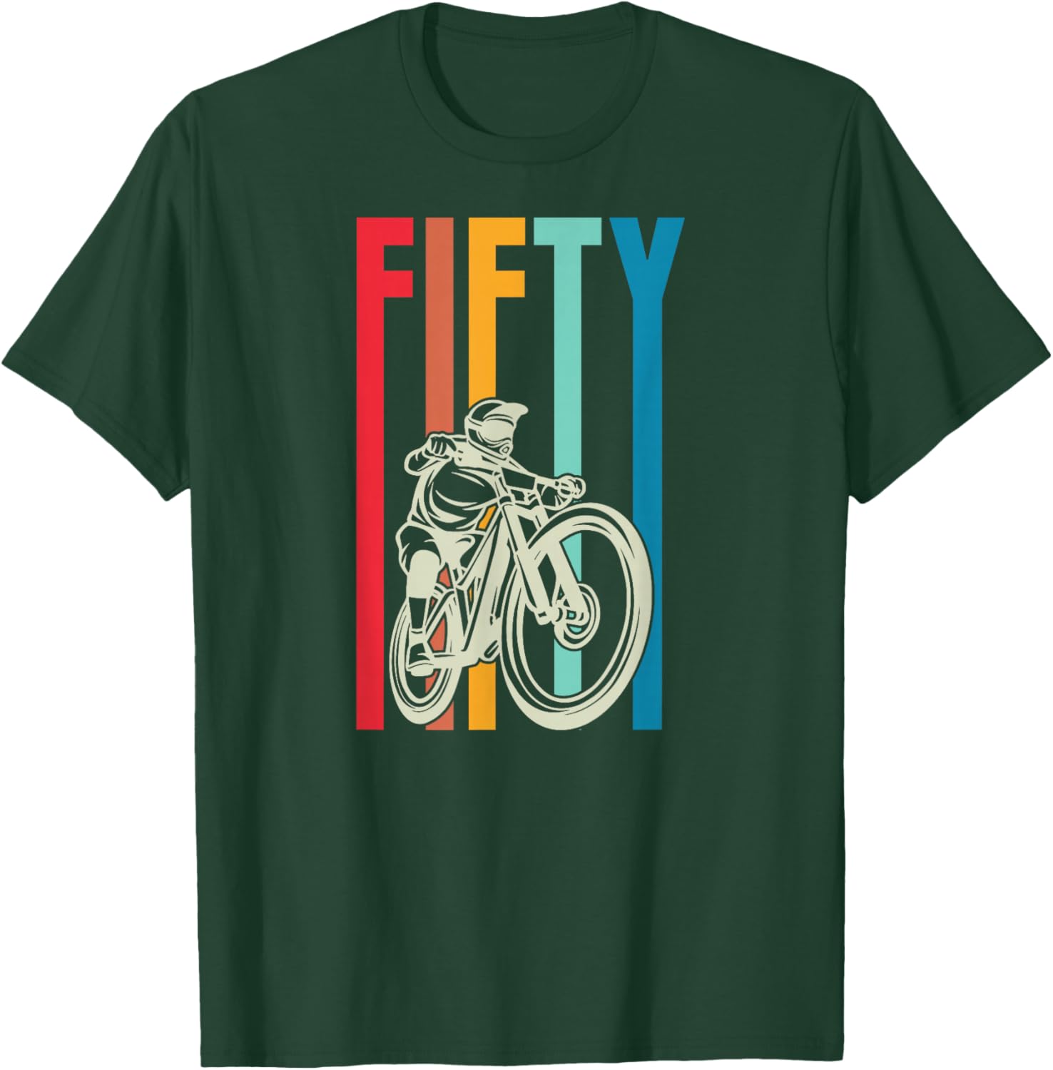 50 Year Old Retro Style MTB Mountain Biking Birthday Party T-Shirt - T-Shirt | Forest
