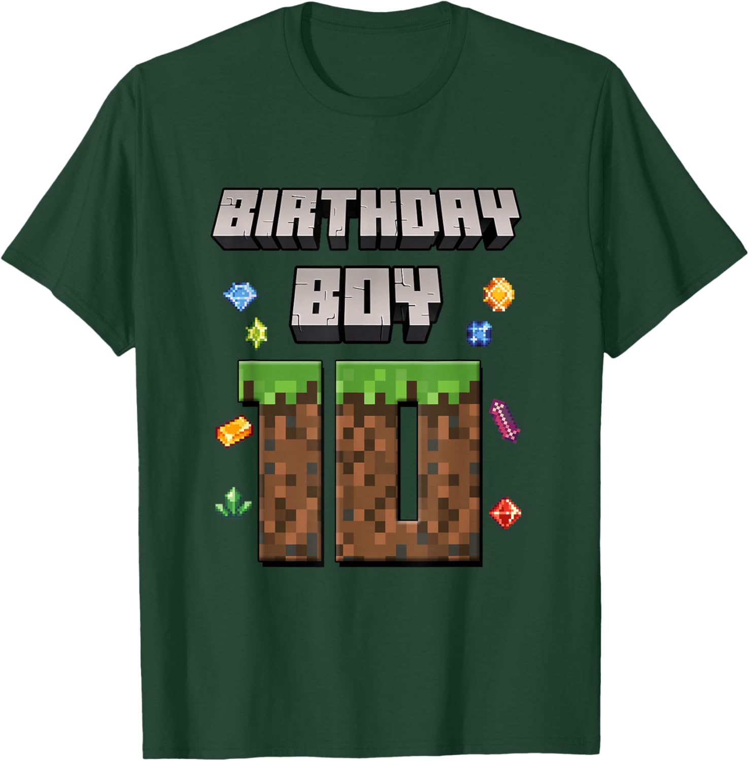 10th Birthday 10 Years Old Video Gamer Pixel Birthday Boys T-Shirt - T-Shirt | Forest