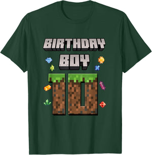 10th Birthday 10 Years Old Video Gamer Pixel Birthday Boys T-Shirt - T-Shirt | Forest