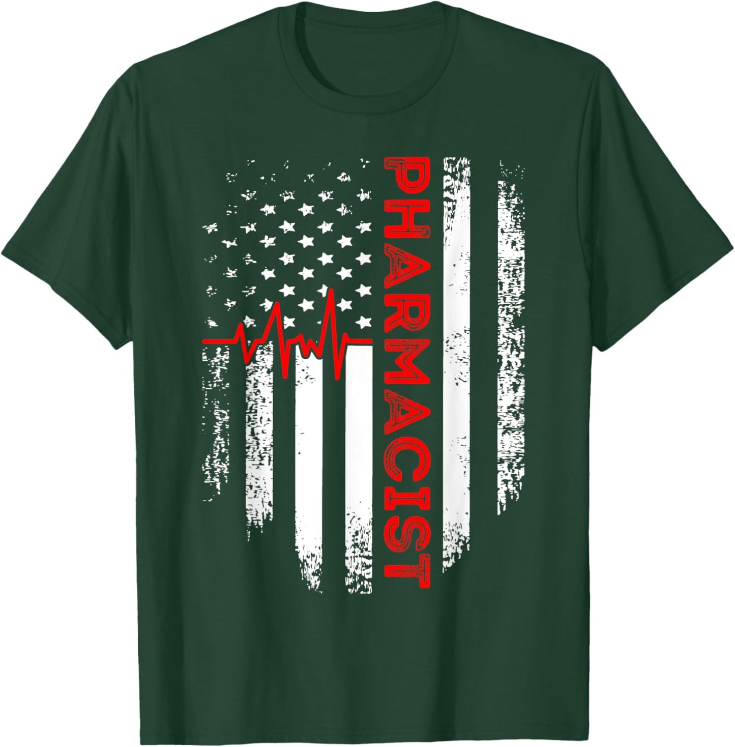 Pharmacist USA Flag Pharmacy Technician Student T-Shirt - T-Shirt | Forest