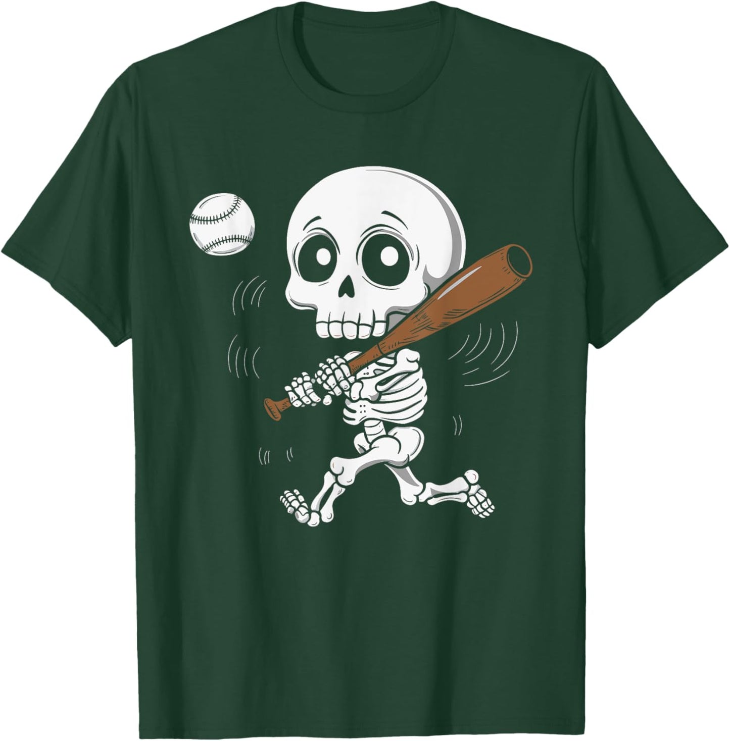 Skeleton Playing Baseball T-Shirt - T-Shirt | Forest