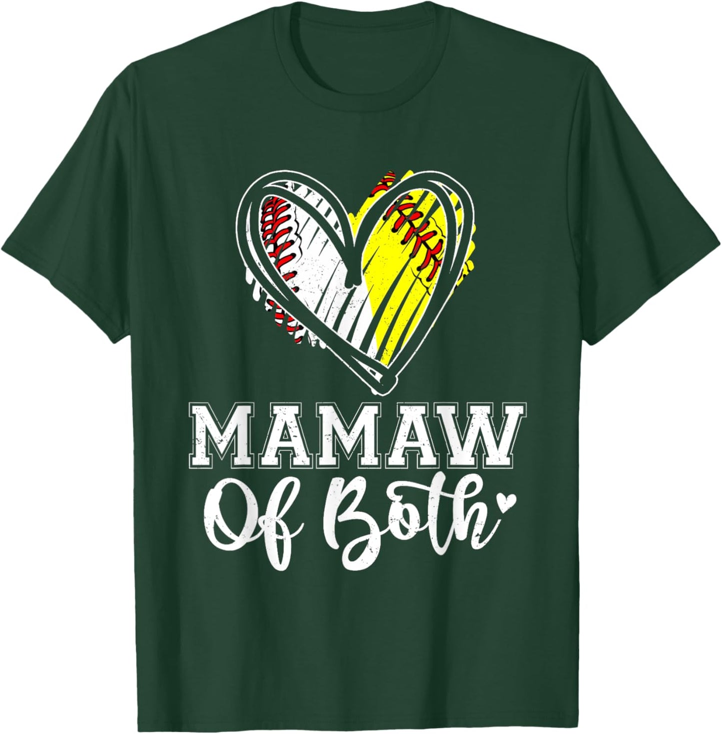 Mamaw Of Both Baseball Softball Mamaw Mothers Day T-Shirt - T-Shirt | Forest