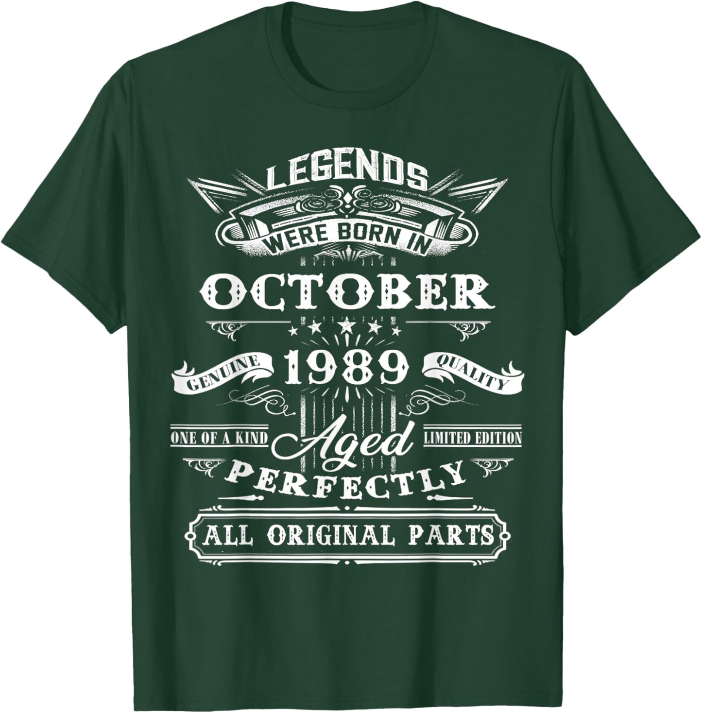 Legend Born In October 1989 35th Birthday Gift 35 Years Old T-Shirt - T-Shirt | Forest