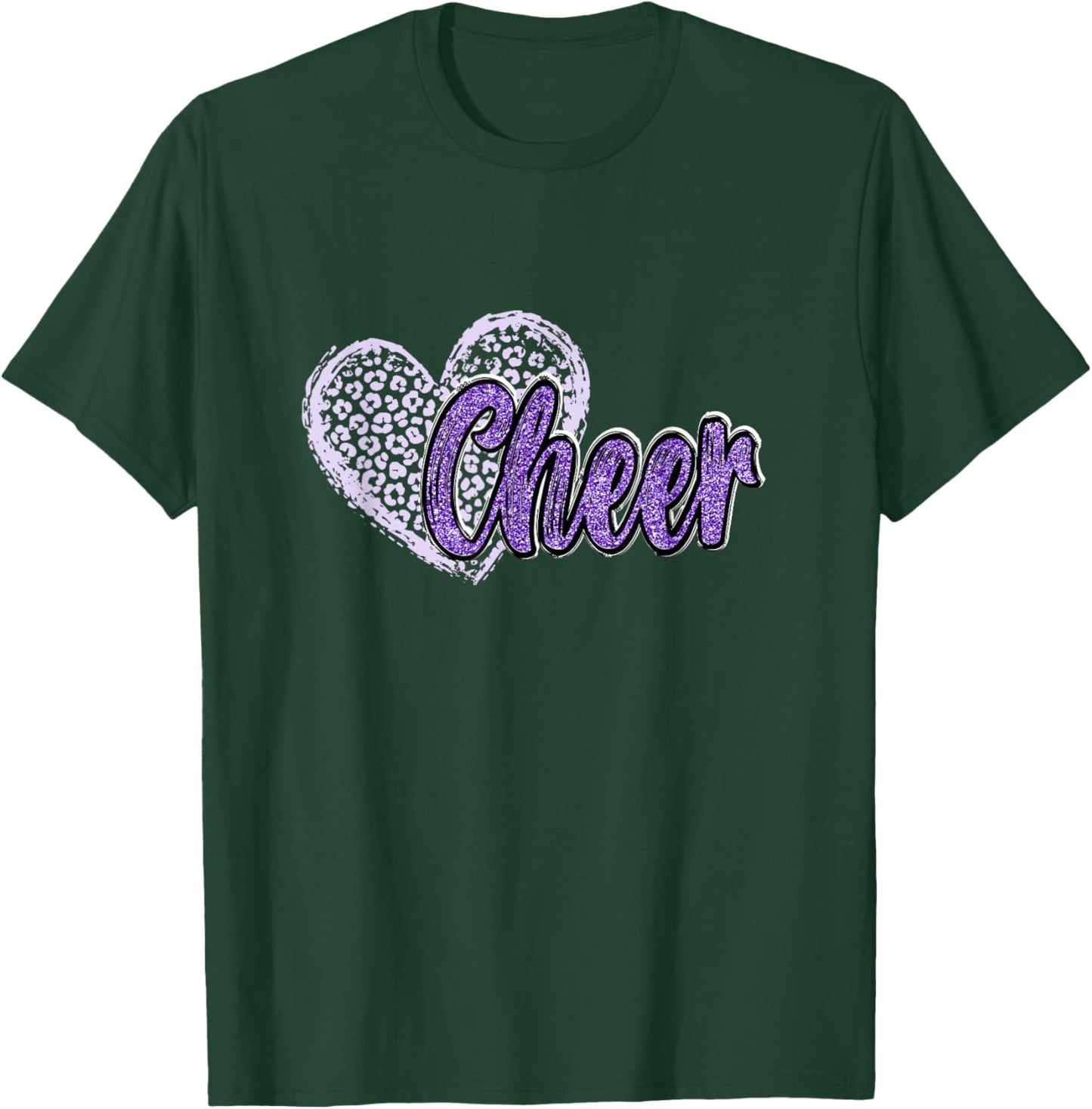Cheer Shirt, Megaphone Purple Leopard Cheetah Print T-Shirt - T-Shirt | Forest