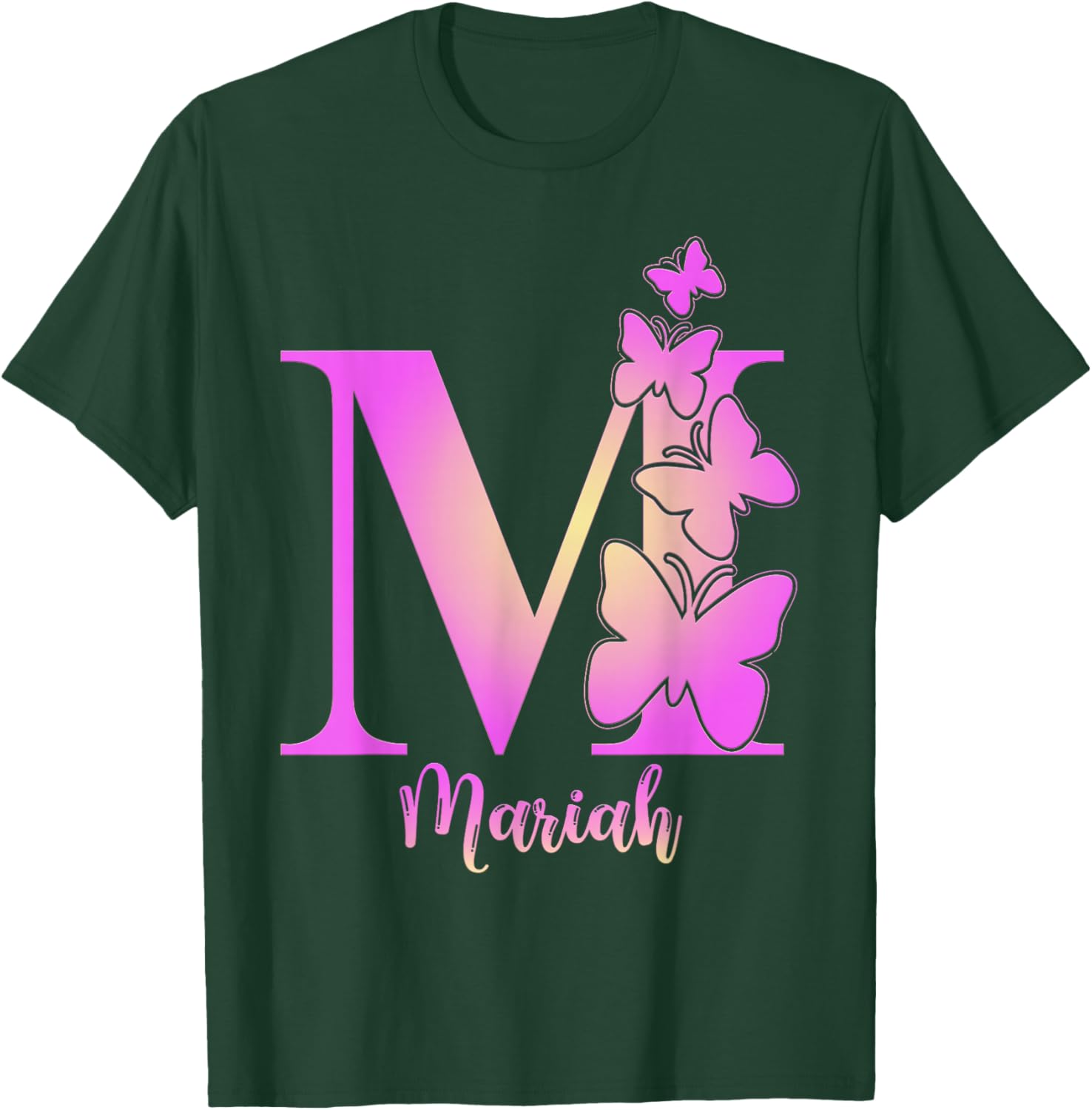 Mariah, cute personalized butterfly custom kids girls name T-Shirt - T-Shirt | Forest