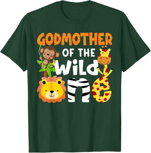 Godmother the Wild One Zoo Bday Safari Jungle Animals Party T-Shirt - T-Shirt | Forest
