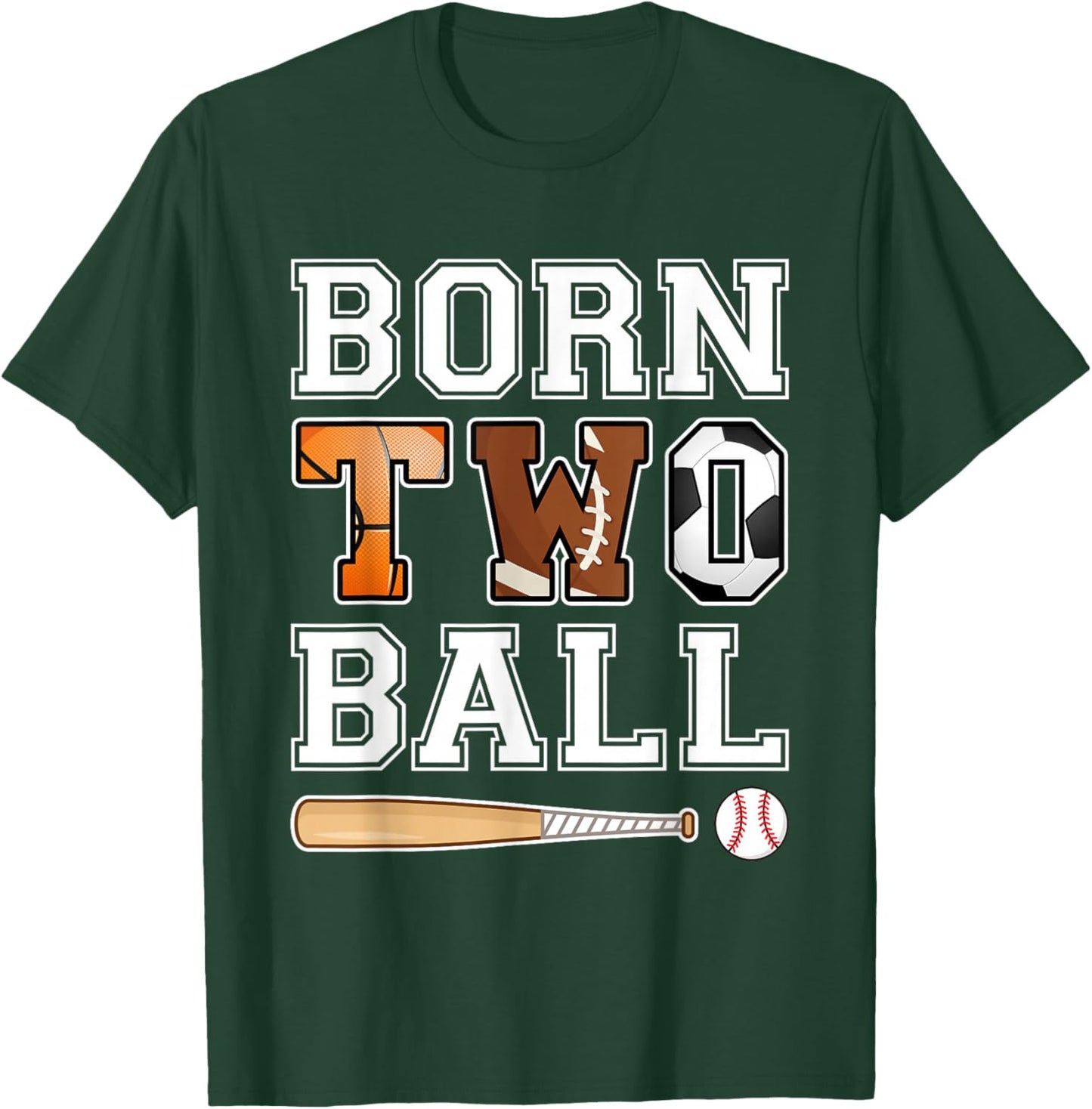 Born 2nd Ball Birthday Sport Theme 2 Year Old Boy Girl Kids T-Shirt - T-Shirt | Forest