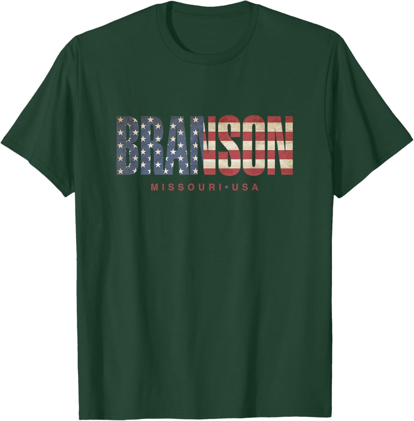 Branson Missouri Vintage American Flag Design Kids Men T-Shirt - T-Shirt | Forest