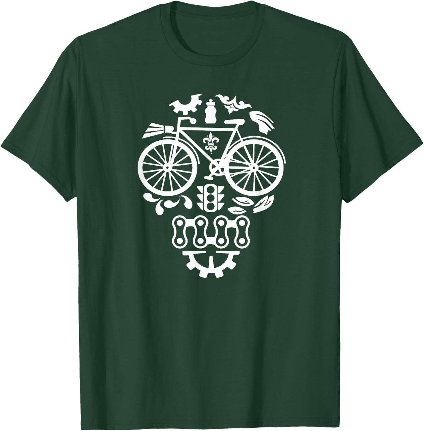 Funny Bicycle Cycling Sugar Skull Humor Graphic T-Shirt - T-Shirt | Forest