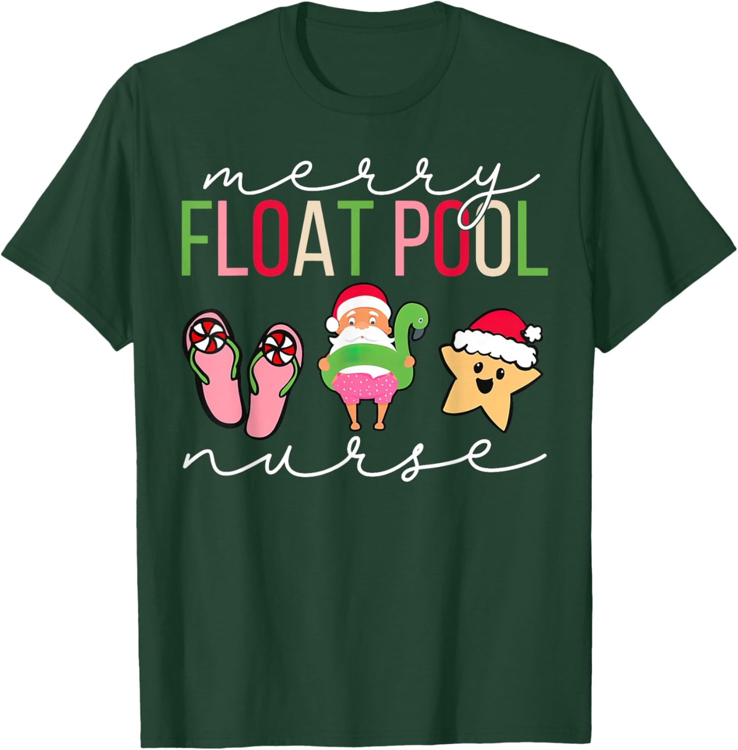 Float Pool Nurse Christmas ICU Med Surg Telemetry Holiday T-Shirt - T-Shirt | Forest