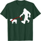 Funny Bigfoot Walking With Bulldog Dog Gifts T-Shirt - T-Shirt | Forest