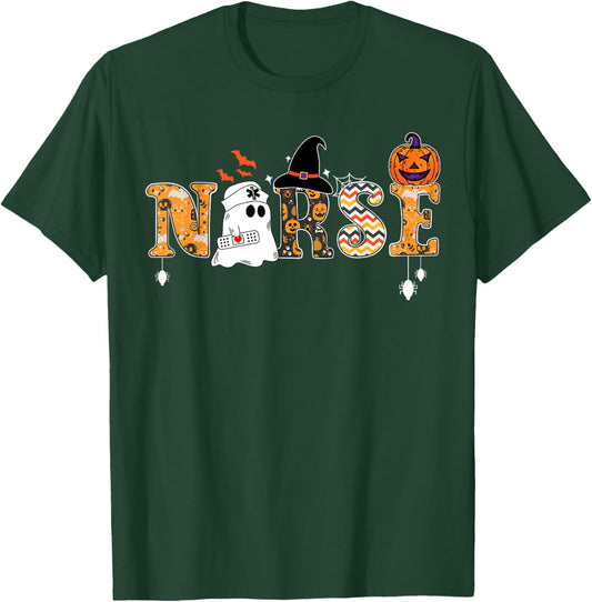 Halloween Nurse Nursing Cute Health Worker Halloween Pattern T-Shirt - T-Shirt | Forest