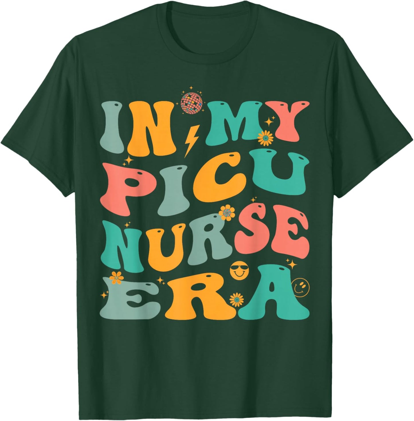 In My PICU Nurse Era Retro Pediatric ICU Nursing T-Shirt - T-Shirt | Forest