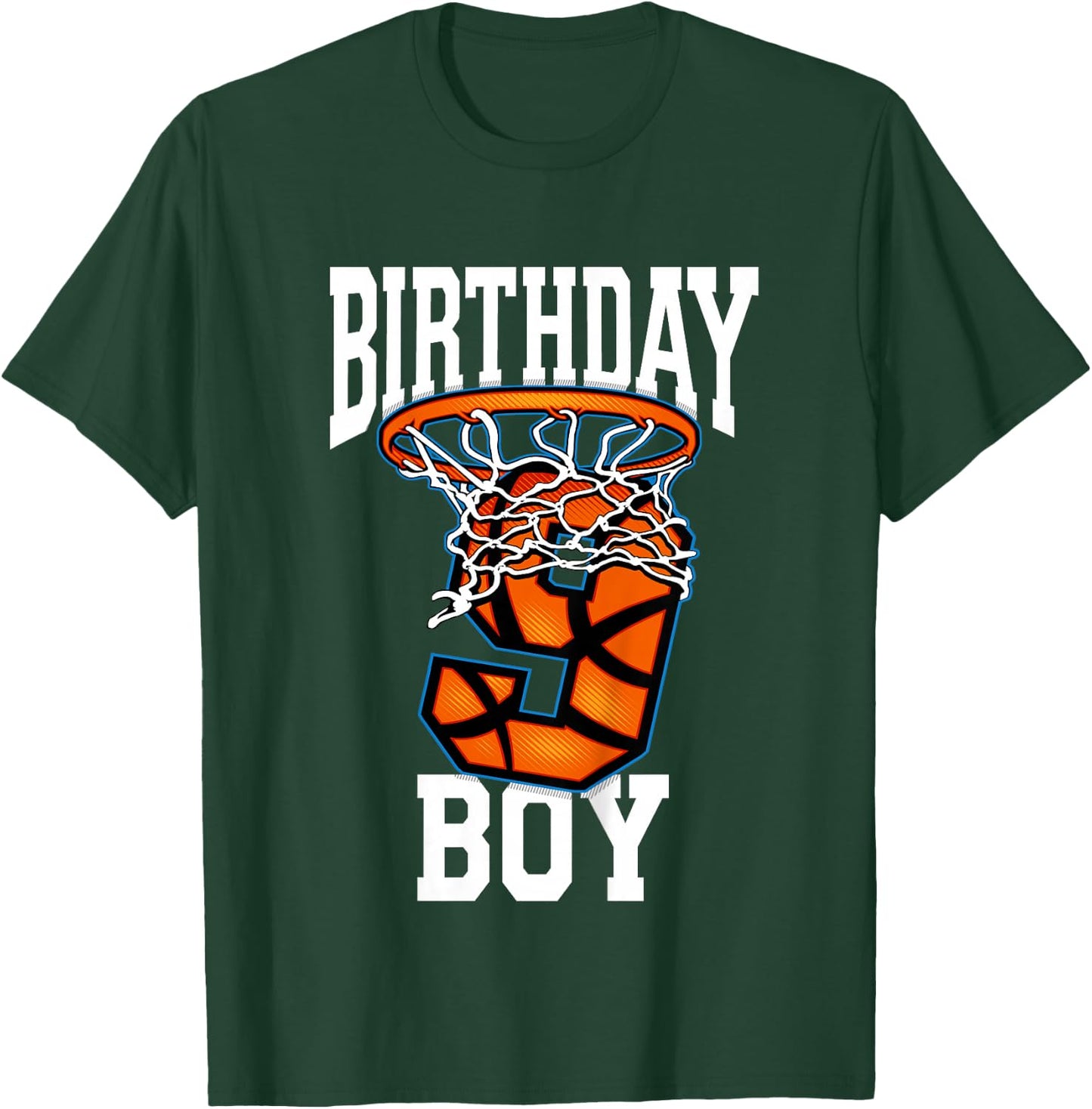 9 Year Old Birthday Shirt Boy Basketball 9th Bday Bball T-Shirt - T-Shirt | Forest
