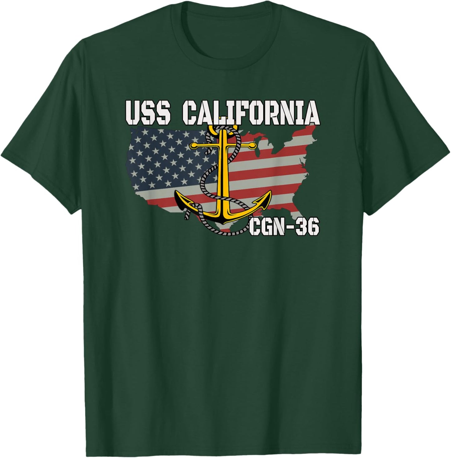 USS California CGN-36 Cruiser Veteran Day Father Grandpa Dad T-Shirt - T-Shirt | Forest