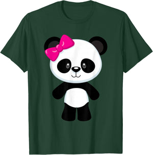 Cute Baby Panda Girl with Bow T-Shirt - T-Shirt | Forest