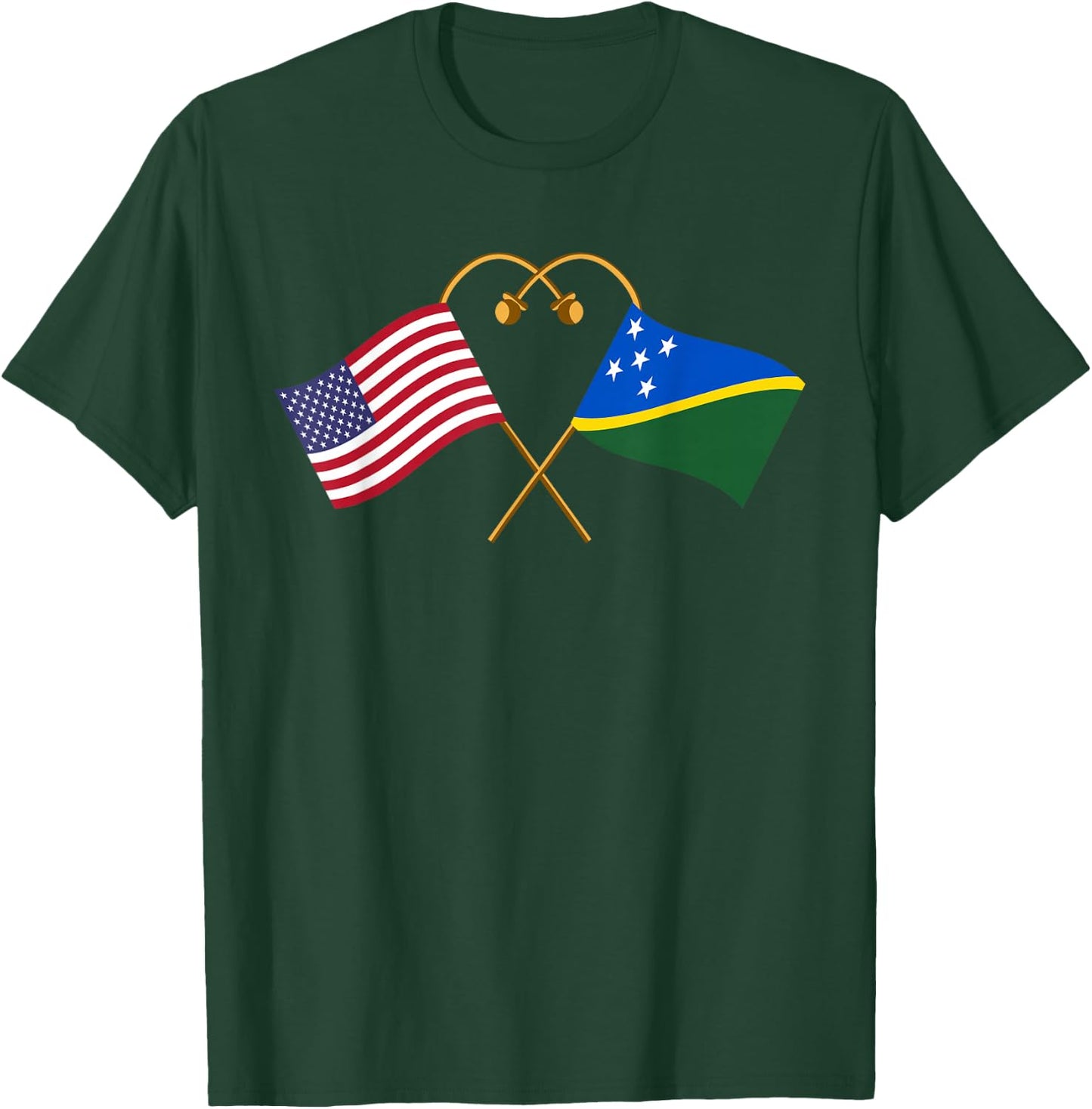 Solomon Islander American Flag Solomon Islands Flag T-Shirt - T-Shirt | Forest