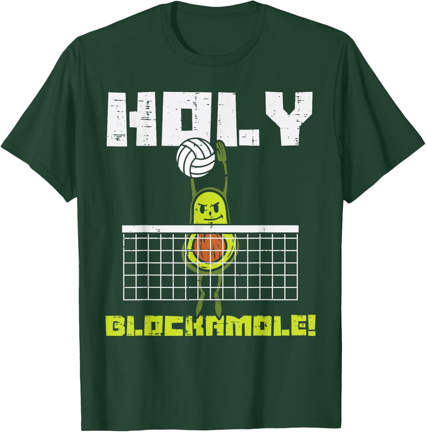 Holy Blockamole Avocado Volleyball Player Blocker Men Women T-Shirt - T-Shirt | Forest