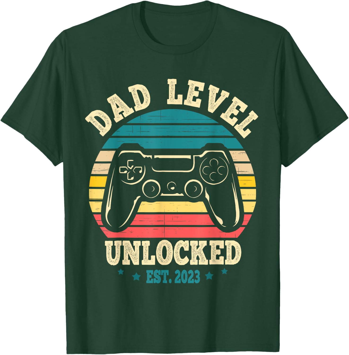 Dad Level Unlocked Est. 2023 New Daddy I Leveled Up To Dad T-Shirt - T-Shirt | Forest