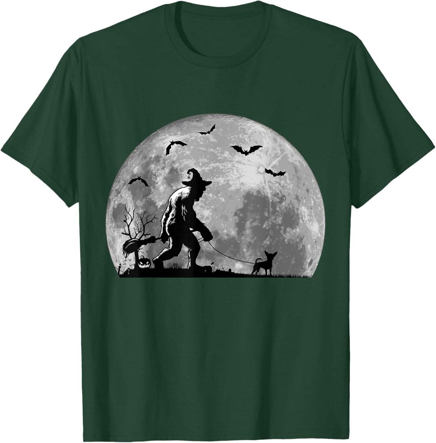 Bigfoot Walking Chihuahua Dog Sasquatch Halloween T-Shirt - T-Shirt | Forest