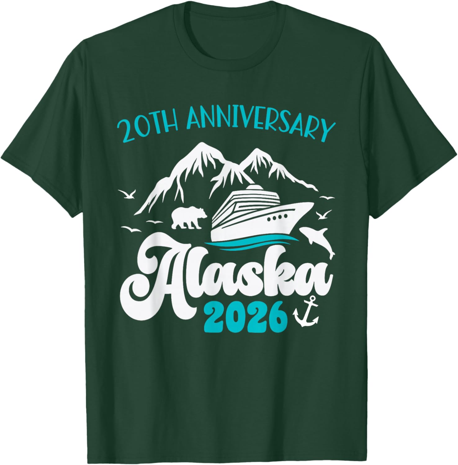 20th Anniversary Wedding Alaska Cruise 2026 Matching Couple T-Shirt - T-Shirt | Forest