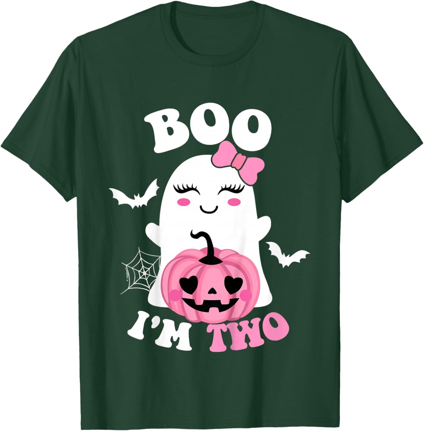 Kids Kids Ghost Boo I'm Two Yr 2nd Birthday Kids Halloween Groovy T-Shirt - T-Shirt | Forest