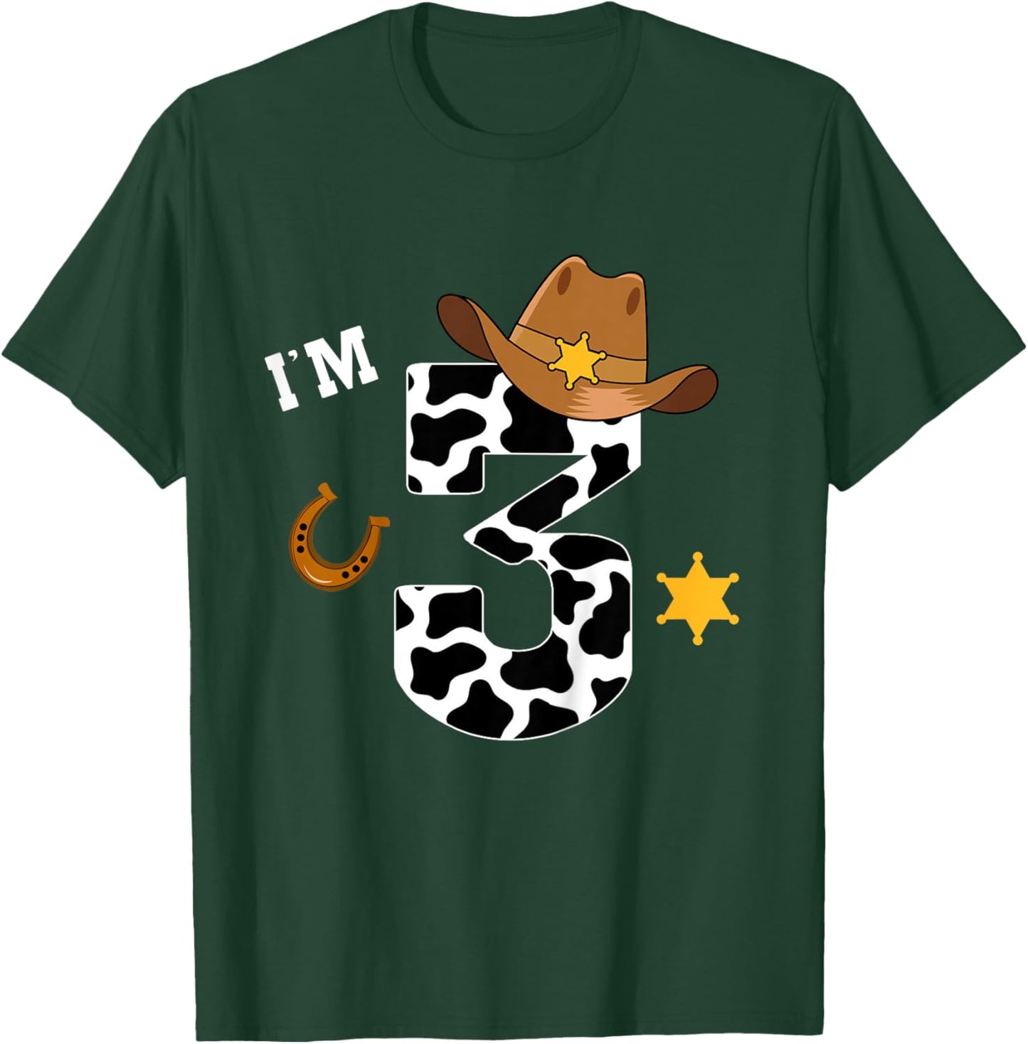 Kids 3rd Birthday Shirt Boy 3 Year Old Rodeo Western Cowboy T-Shirt - T-Shirt | Forest