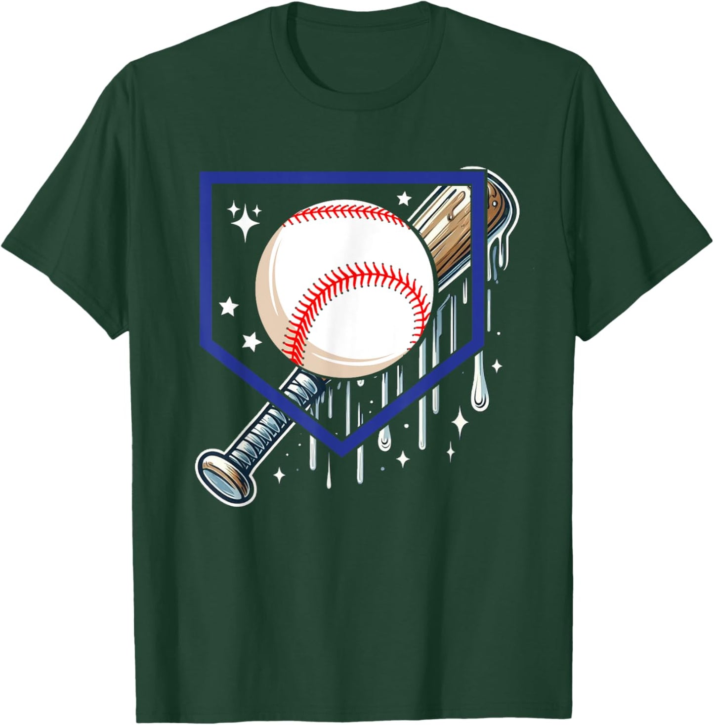 Baseball Home Plate Drip Boys Baseball, Baseball Drip T-Shirt - T-Shirt | Forest