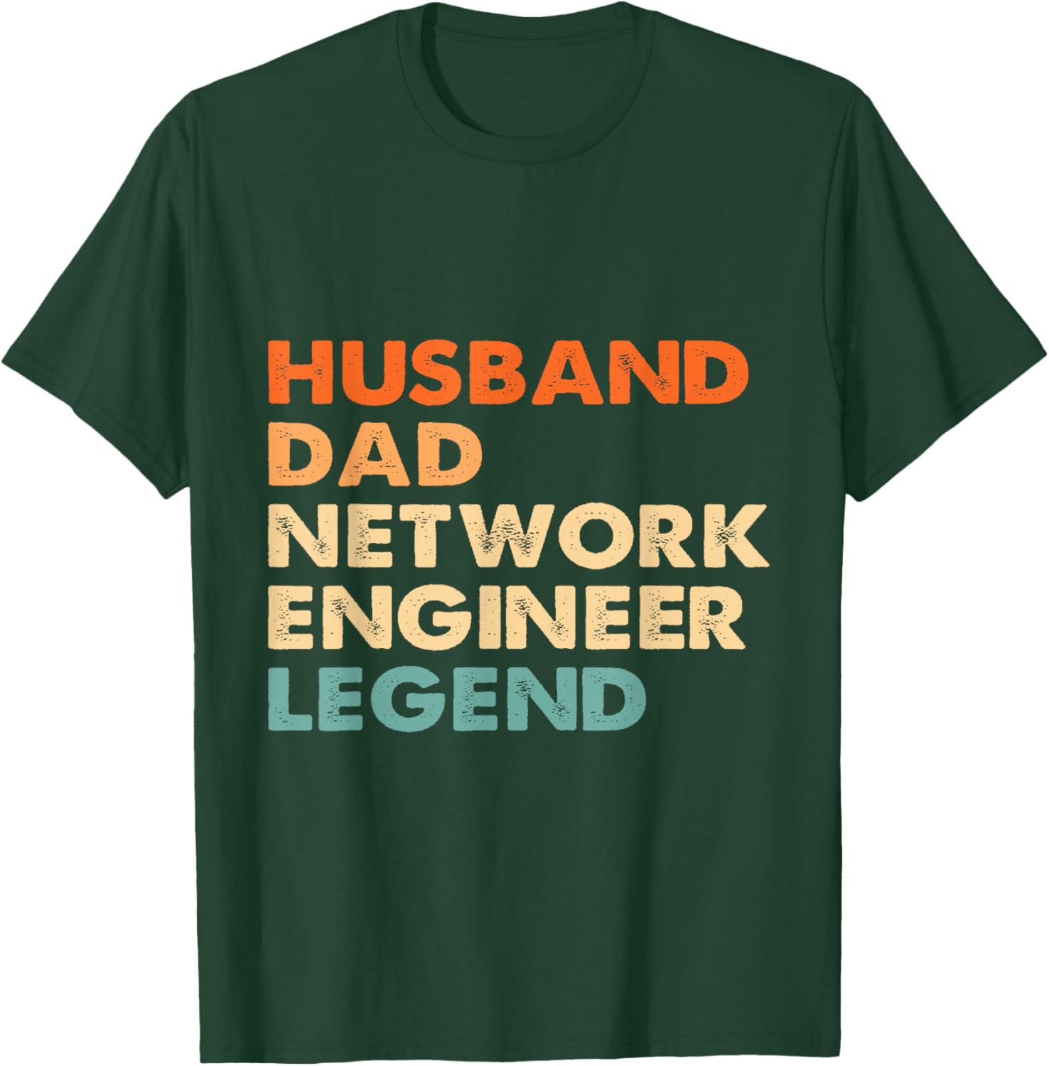 Husband Dad Network Engineer Legend Developer Retro Style T-Shirt - T-Shirt | Forest