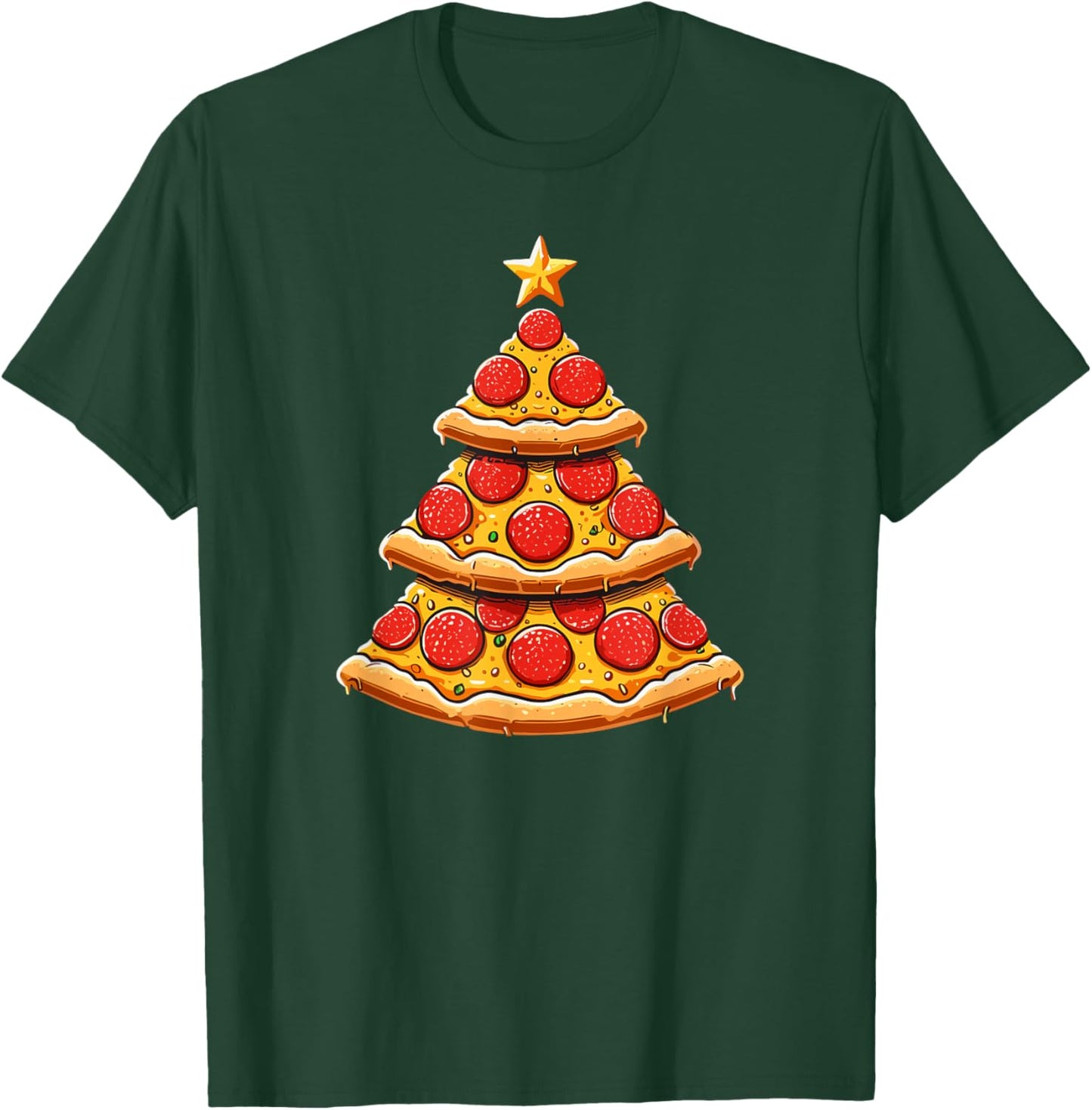 Christmas Tree Funny Pizza T-Shirt - T-Shirt | Forest