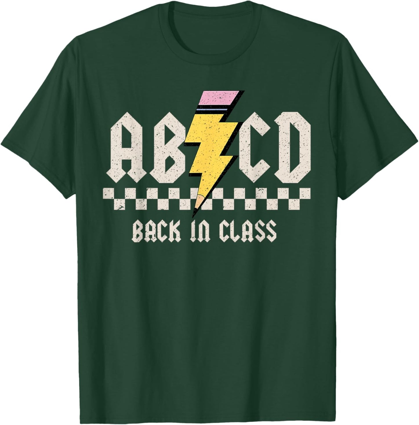 Boys Girls Teachers Rock Back To School ABCD Back In Class T-Shirt - T-Shirt | Forest