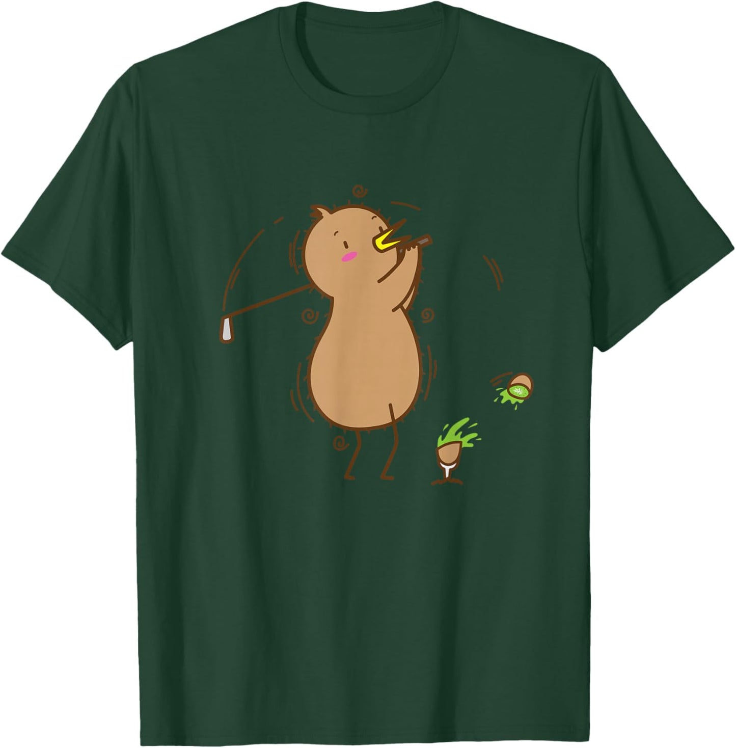 Kiwi playing Golf Kiwi Bird and Fruit T-Shirt - T-Shirt | Forest