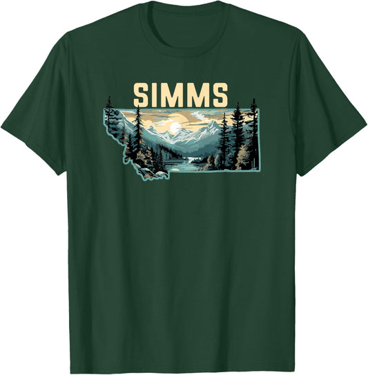Simms Montana Outdoor Art Retro Hiking T-Shirt - T-Shirt | Forest