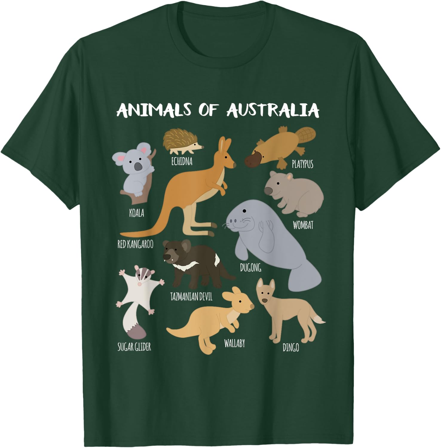 Animals Of Australia Australian Animal Educational Gift T-Shirt - T-Shirt | Forest