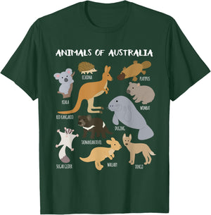 Animals Of Australia Australian Animal Educational Gift T-Shirt - T-Shirt | Forest
