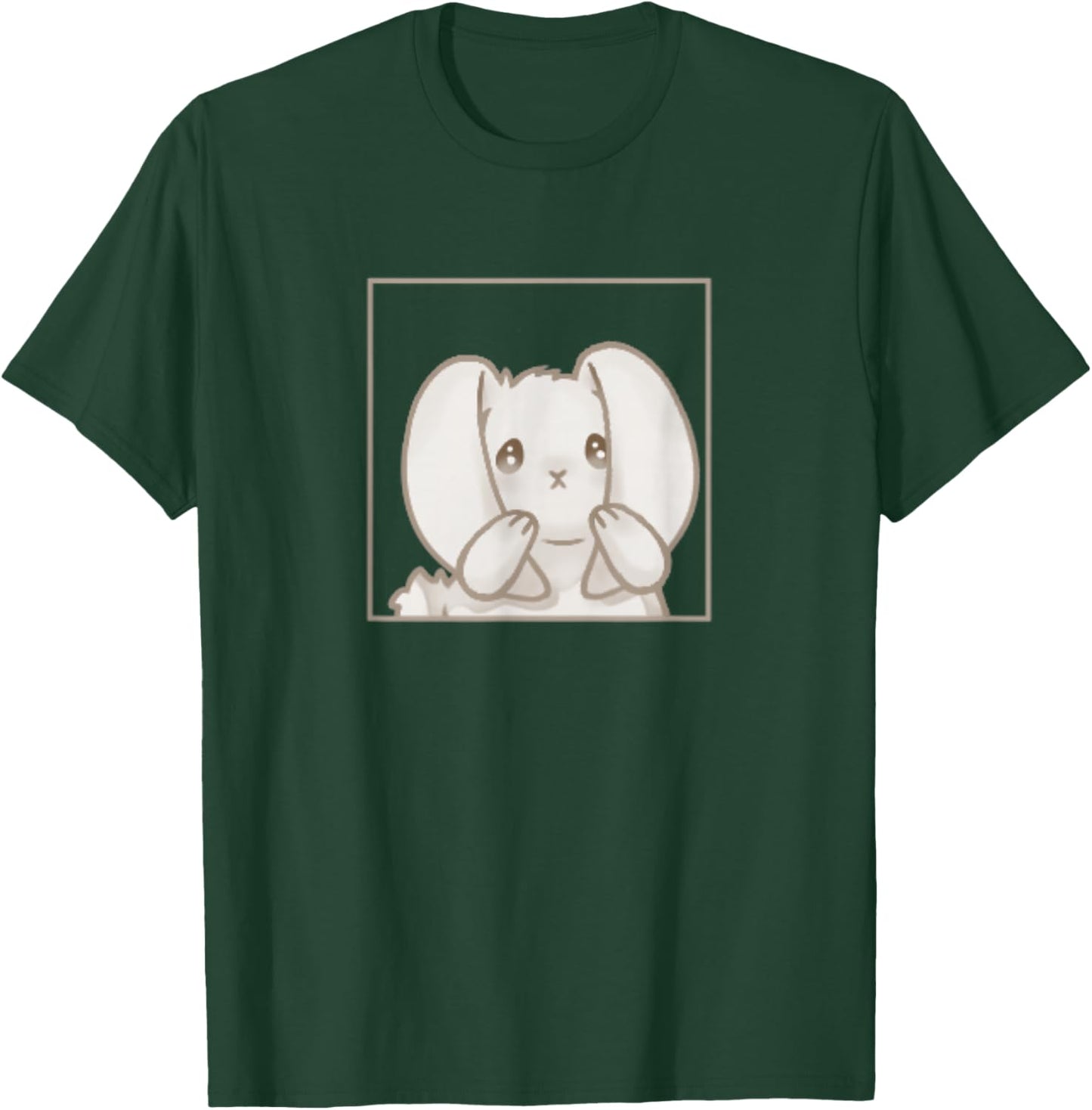 Cute Kawaii Coquette Cartoon Emote Sad Rabbit Bunny T-Shirt - T-Shirt | Forest