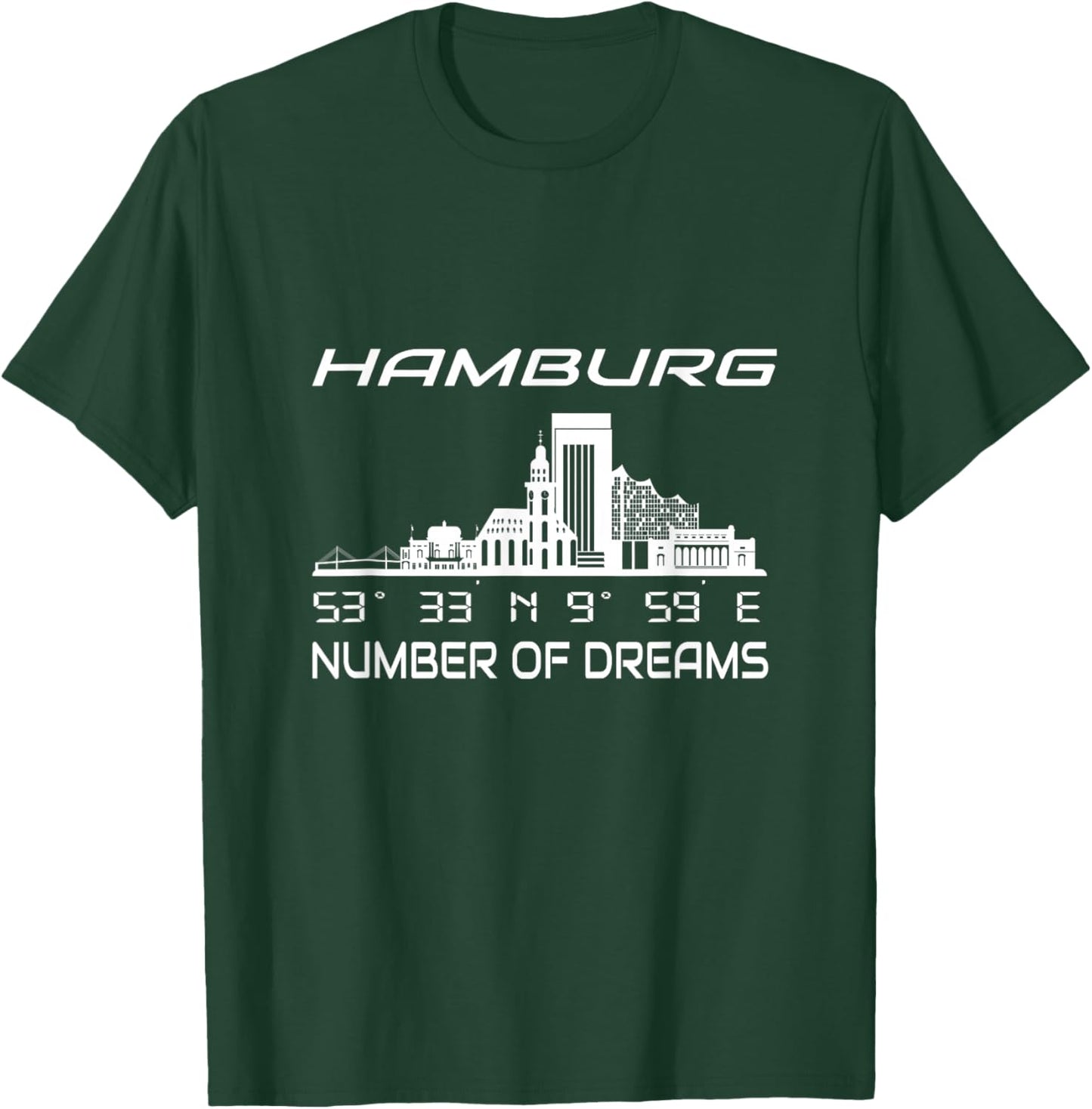 GPS Koordinaten Geographie Deutschland Heimat Stadt Hamburg T-Shirt - T-Shirt | Forest