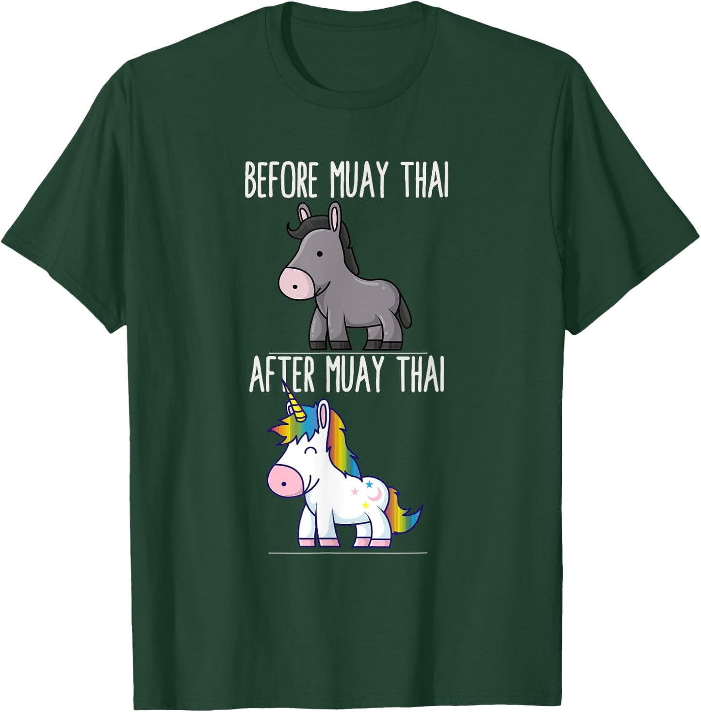Before After Muay Thai Unicorn Fighter Boxing T-Shirt - T-Shirt | Forest